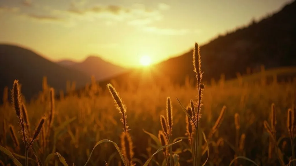 A serene landscape with a person meditating in nature